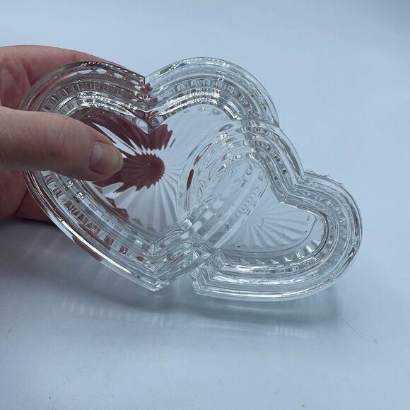 Cristal d’Arques  -Durand Two Hearts Crystal Trinket box. - Picture 4 of 11